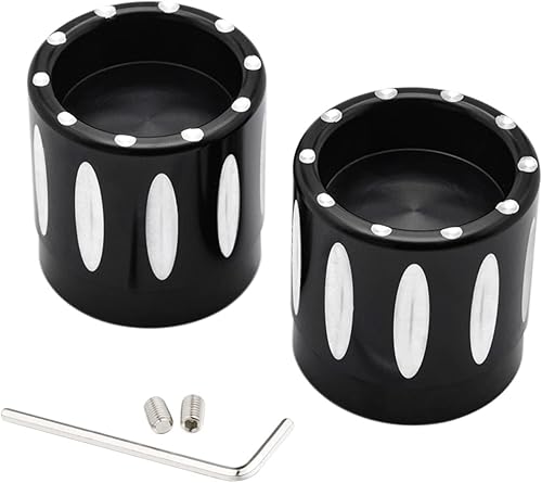 Amazicha - Tapas de eje delantero para Harley Softail Sportster, Cromo 02