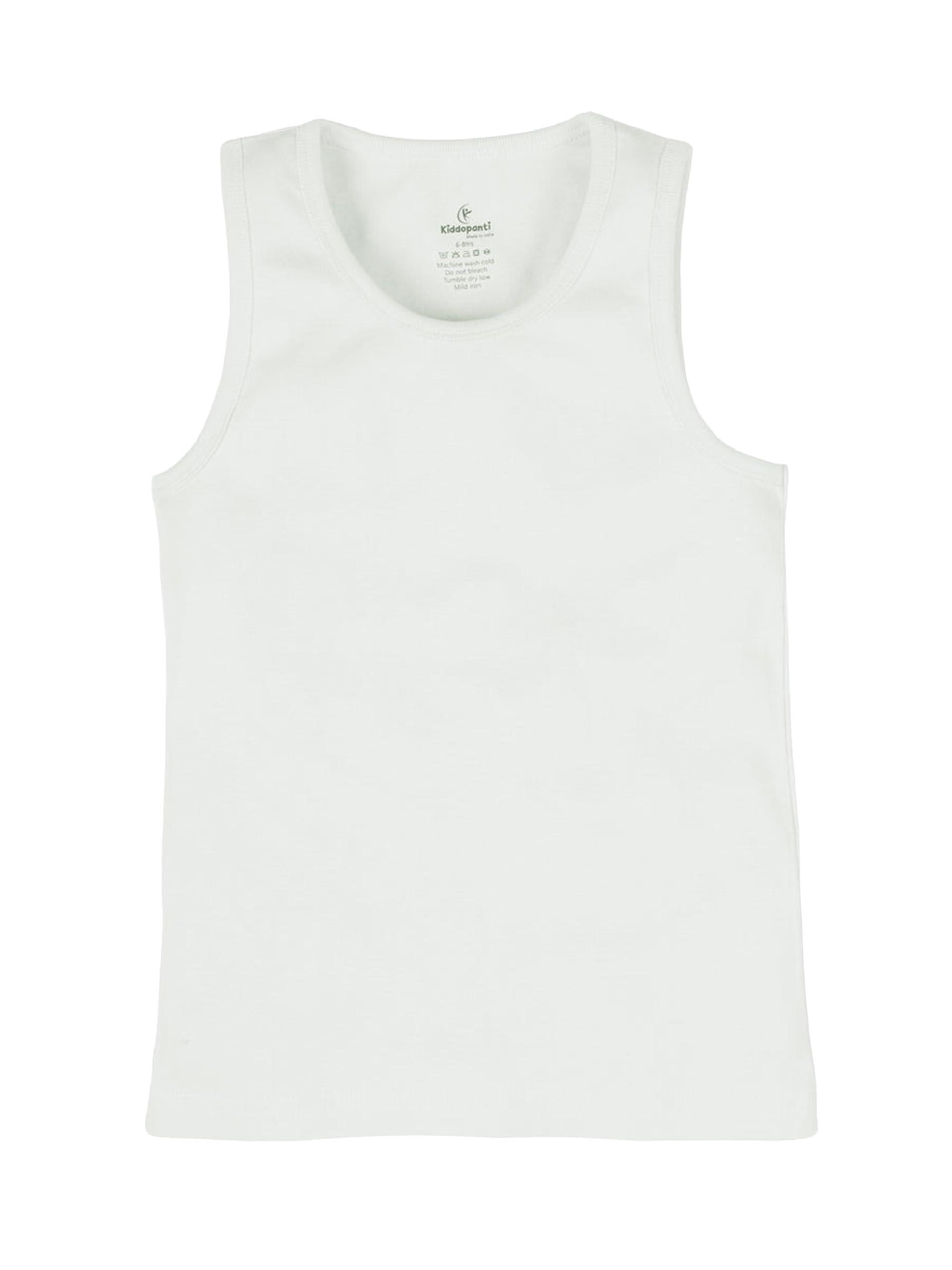 KiddoPanti Boys Cotton Sleeveless Solid Rib Vest Pack of 3, Dark Grey/White/Ice Blue - 12-14Y - Image 4 thumbnail