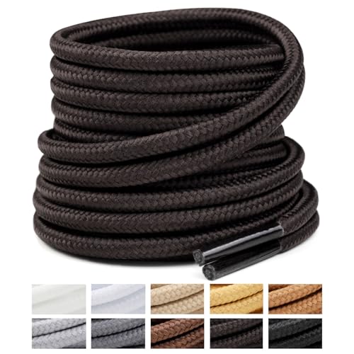 Image of Handshop 2 Pairs Round Boots Shoelaces, Heavy Duty Outdoor Shoe Laces | Replacement Shoestrings for Hiking, Running, Sporting Shoes and Work boots, Sturdy and Robust, 28 Colors, 30-63 inch Length