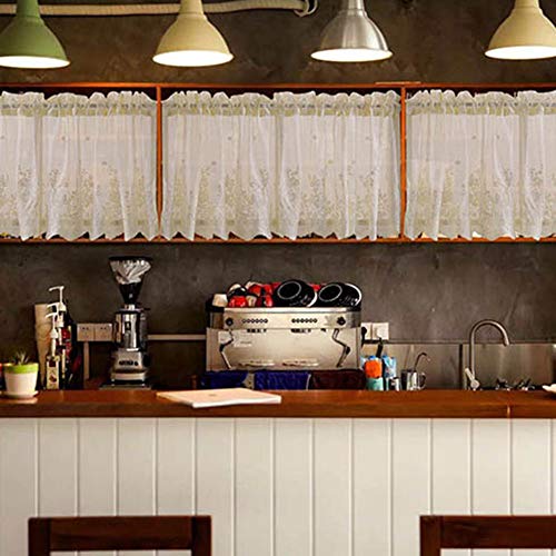 Super1798 1 peça 74 cm x 61 cm Cortina curta de renda com janela de renda e janela para varandas, co