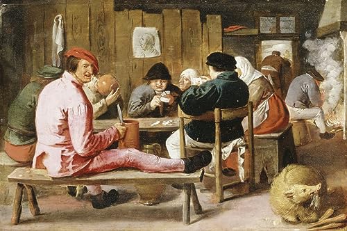 Impression d'affiches Brouwer toile taverne 60x90cm rustres fumant