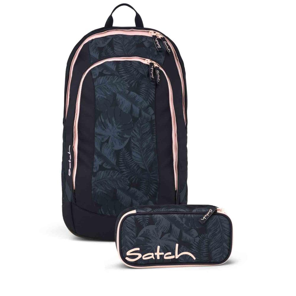 Satch Schulrucksack Set 2tlg. inkl. Schlamperbox (Midnight Jungle)