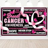 Mocsicka Breast Cancer Awareness Backdrop October Breast Cancer Month Photography Banner Pink Ribbon Charity Activities Hope Faith Strength Courage Photo Booth Props