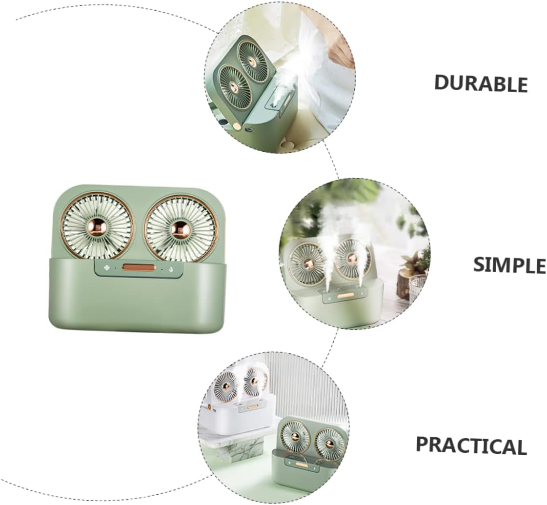 POPETPOP 1Set Rechargeable Humidification Fan Dual Spray Desktop Cooling Fan with Mist Tabletop Air Cooler for Home Office Use