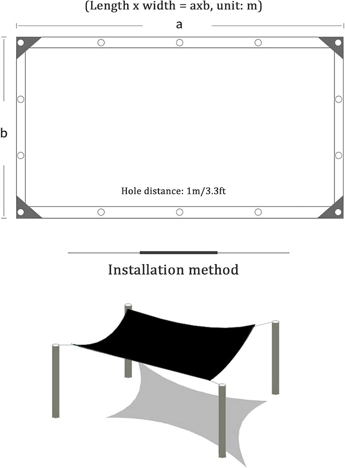 85% UV Resistant White Sunblock Shade Cloth, Anti-Aging Mesh Tarp with Grommets & Rope, Air Permeable Shade Netting for Garden, Roof, Courtyard (1x2m/3.3x6.6ft)
