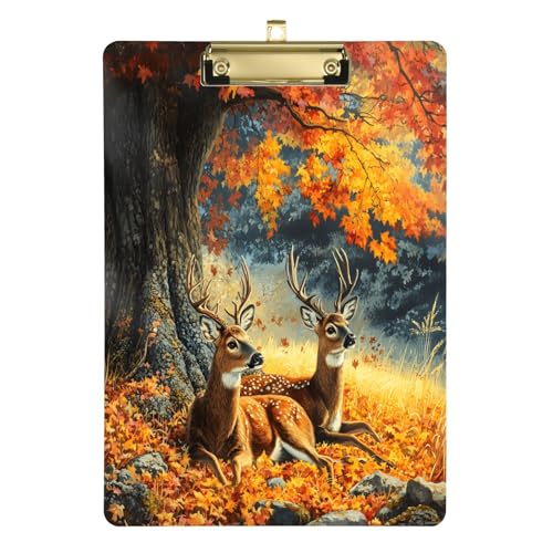 Porte-bloc acrylique transparent Two Deers A4 avec clip doré élégant