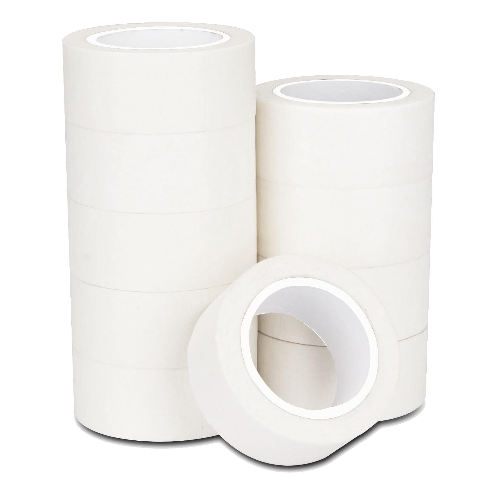 Haraqi 10pcs White 25mm Low Tack Painters Masking Tape for Painting Artists Decorating, 25mm (width)