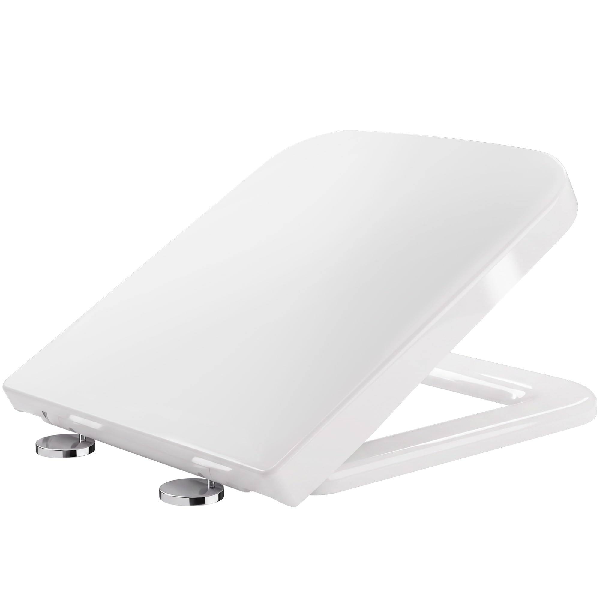 Asiento de inodoro cuadrado de cierre suave, asiento de inodoro blanco con liberación rápida y bisagras ajustables para una fácil limpieza, fijación superior simple, tapa de inodoro antibacteriana,