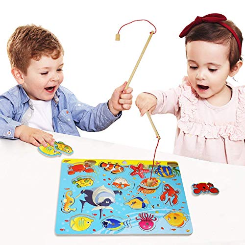 Lewo 14-Delig Magnetisch Visspel Educatief Speelgoed voor Basisvaardigheden Houten Bad Vloer Puzzel Visspeelgoed voor… - Afbeelding 3