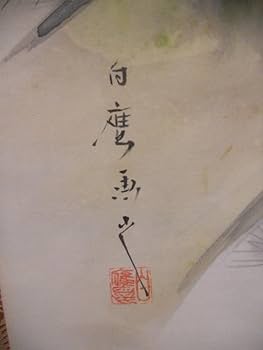 Amazon.co.jp: 掛け軸 藤岡白鷹 松鷹の図 絹本 軸装 茶道具 掛軸 です