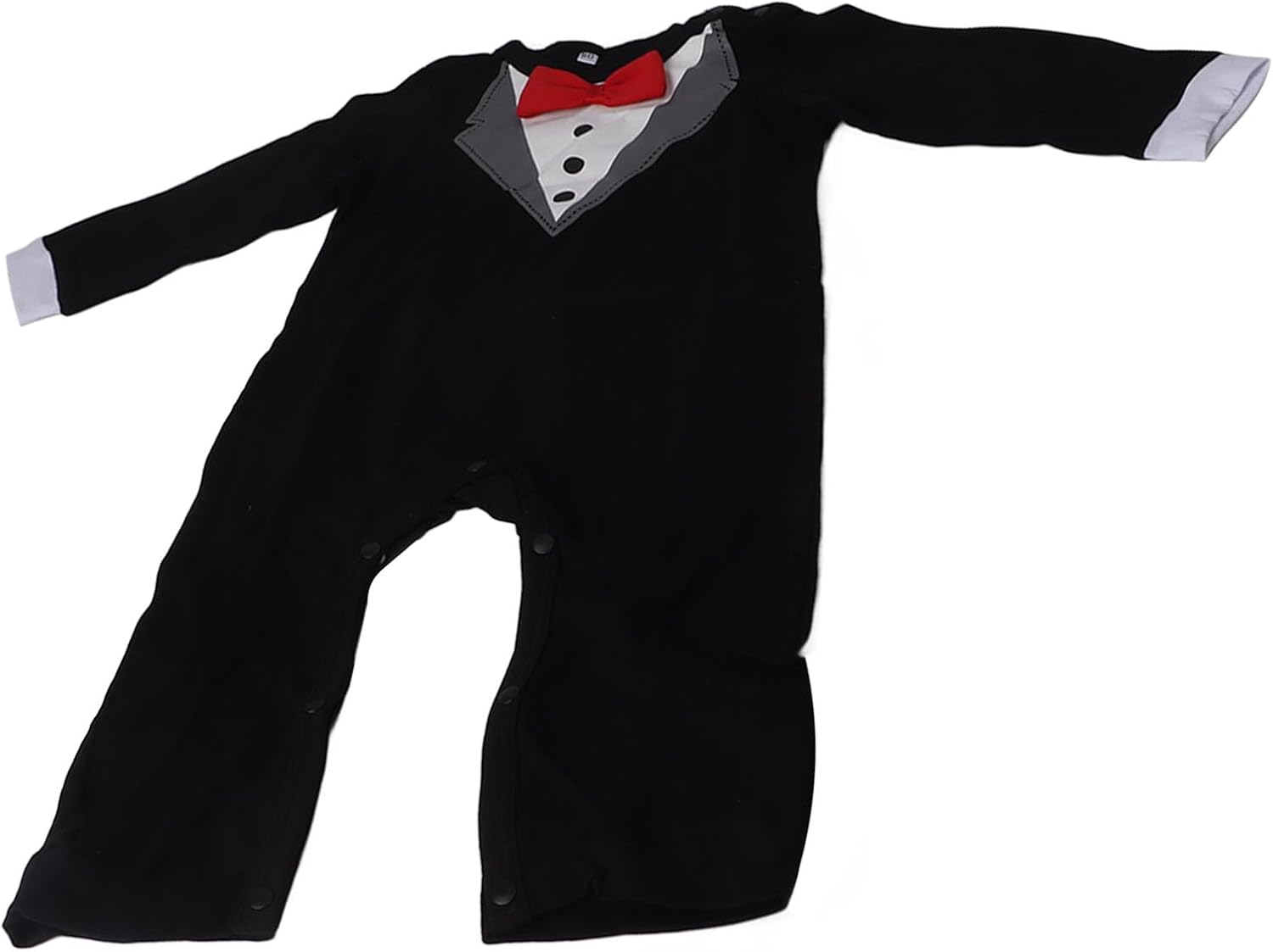 TOPINCN Baby Boy Romper Tuxedo Jumpsuit Gentleman One Piece Button Down Bowtie Wedding Suit Bodysuit with Bow Tie Home Supply Black 80cm