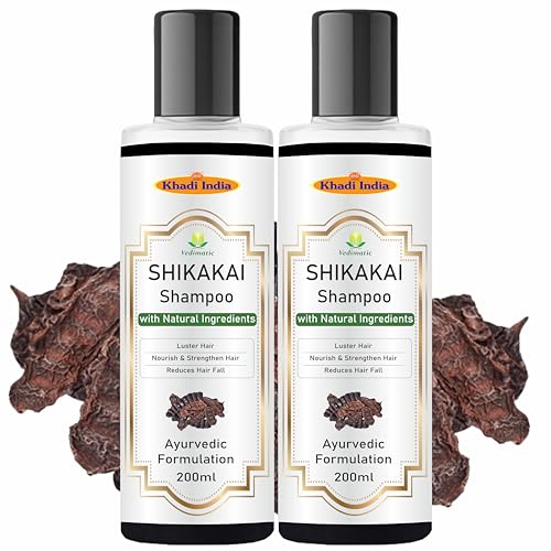 Image of Khadi Vedimatic Natural Shikakai Shampoo for Cleaning Hair | Natural Hair Cleanser with Shikakai | Nourishing Shampoo for Healthy Hair (Pack Of 2, Shikakai)