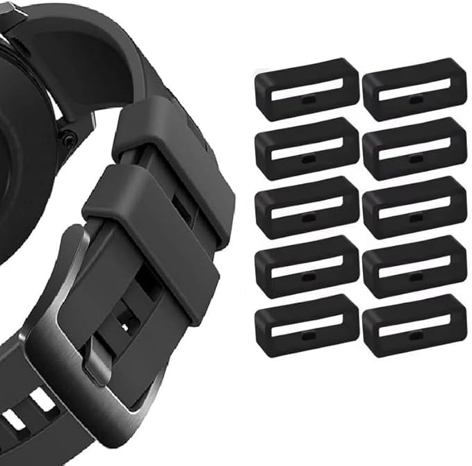 Pasador de goma para correas de reloj, Retenedor de Correa para Reloj, Hebilla de Silicona para reloj, Soporte para Correa de Reloj, Hebillas de silicona para reloj (Negro, 18 mm)