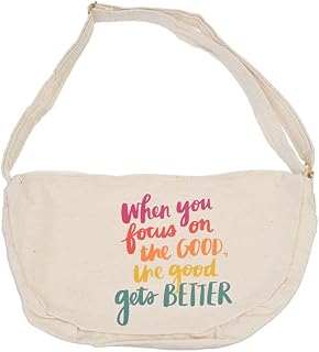 شنطة خصر قماشية للنساء من أوكس بتصميم عصري مطبوع عليها عبارات هزلية مع سوستة، لون أوف وايت - W-90