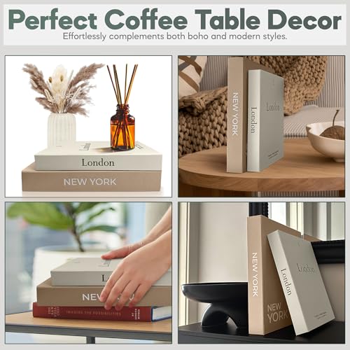 Image of Faux Book Storage Box Set - Decorative Faux Books with Hidden Storage for Coffee Table Decor, Bookshelf or Mantle - Linen Decorative Boxes (Set of 2) - Aesthetic Book Decor for Home