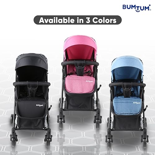 Image of BUMTUM Baby Stroller /Pram for 6 to 36 Months, Adjustable backrest, 360 Swivel Wheel, Large Storage Basket, Reversible Handlebar for New Born, Toddler & Kids(Black)
