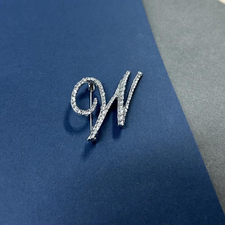 Image of Rhinestone Initial Brooch Pin for Women, Alphabet Gold Letter Brooch A-Z with Crystal, Metal Pin for Hat Bag Dress Suit Accessory for Men