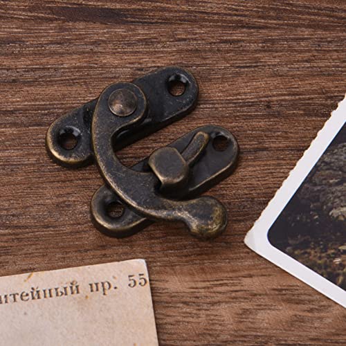 Image of 30 Pcs Hook Hasp Latch,Antique Vintage Lock Clasp,Right Latch Hook Hasp Horn Lock Wood Jewelry Box Latch Hook Clasp,for Small Object Box Jewelry Box Toolbox,3.2 x 2.8cm