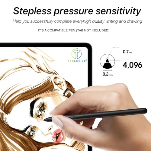 Image of T Teclusive Smart Stylus Pen Compatible for Galaxy Tab S11 S10 S9 S8 S7 Ultra Plus FE S6 Lite | Palm Rejection Pen Tip Direct Use | Magnetic Absorption | Only for S Series Tabs (Not for A Series Tab)