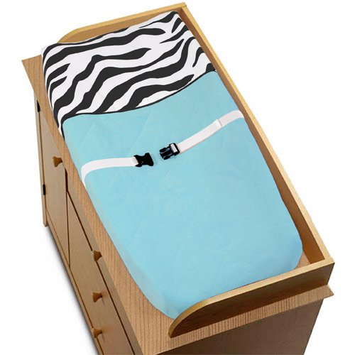 Sweet Jojo Designs Turquoise Zebra Changing Pad Cover