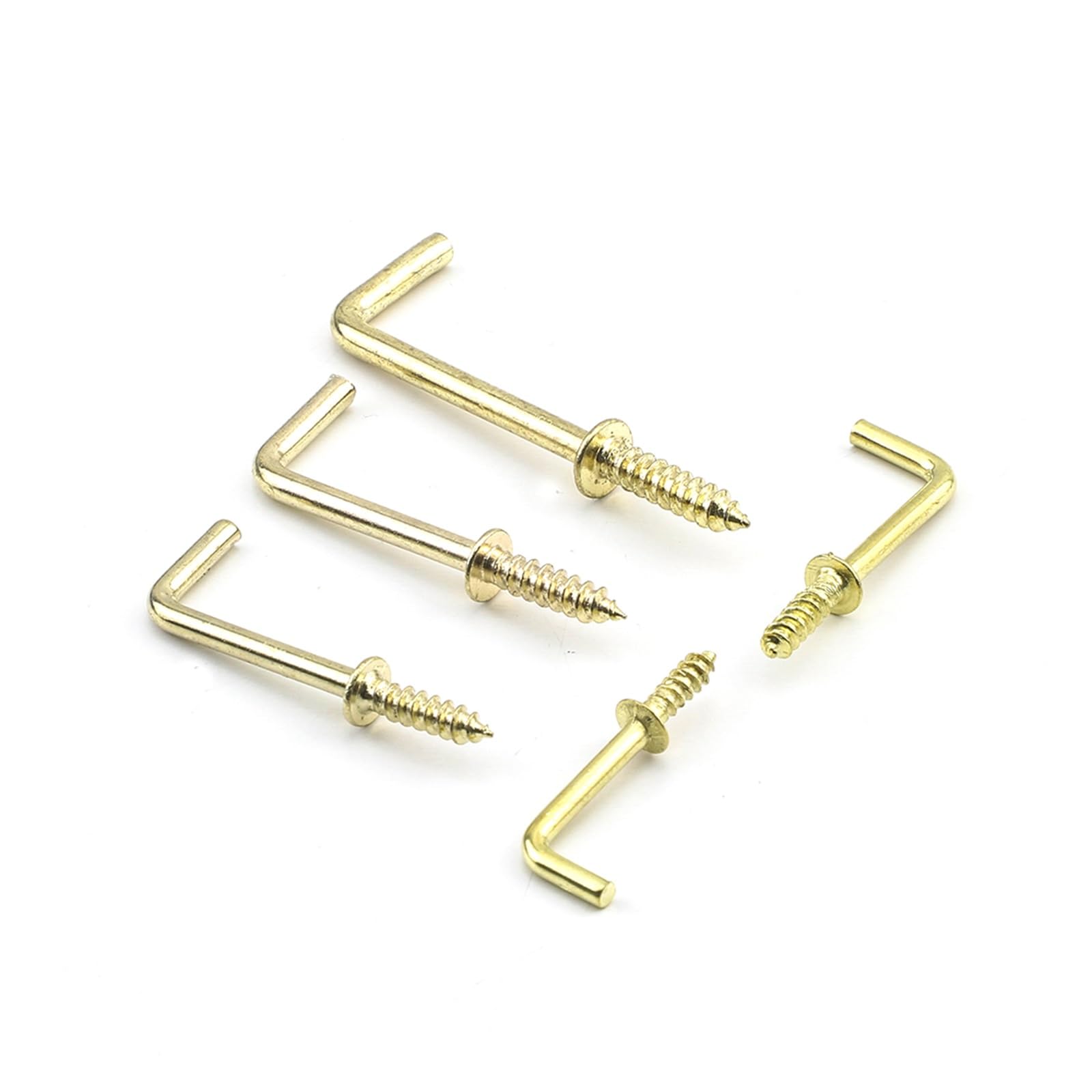 UFURMATE Schroef in haken, 100 stuks koper vergulde L-vormige haken schouder dressoir cup haken haakse haken zelftappende schroefhaken voor binnen en buiten opknoping (zilver