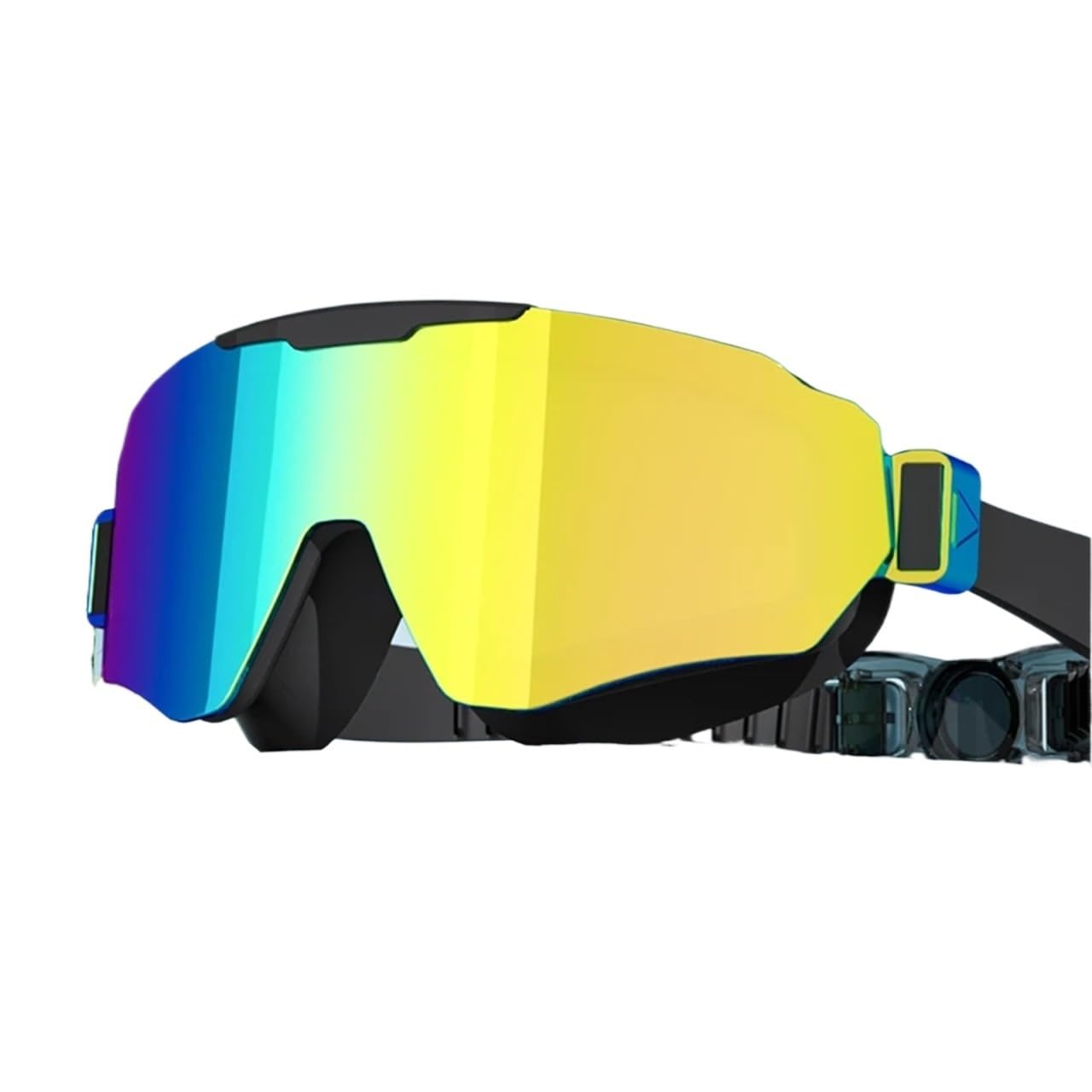 JUANYAO Occhiali Da Nuoto Occhialini da nuoto alla moda Occhialini da nuoto for adulti con visione HD impermeabili con montatura grande for uomini e donne Per Il Nuoto(Black Colorful Lens)