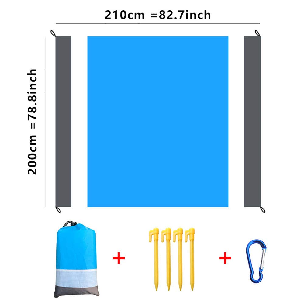 Yosnie Sandproof Beach Blanket 79×83 Inch, Waterproof Portbale Picnic Blankets with 4 Stakes for 4-7 Adults,Oversized Lightweight Outdoor Beach Mat for Picnic, Camping, Travel, Hiking