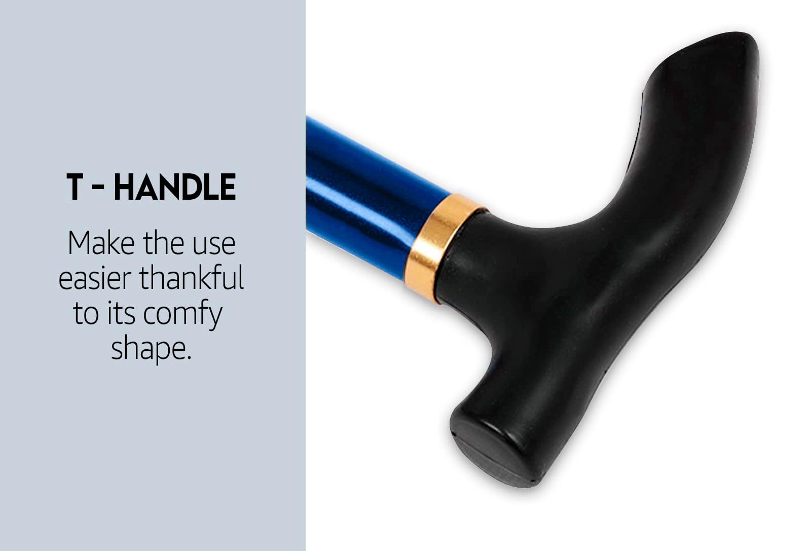 Bastone Pieghevole in Alluminio, Bastoni per Anziani con Altezza Regolabile con Cinghia Anticaduta, Base Girevole in Silicone Antiscivolo. Bastone da passeggio elegante
