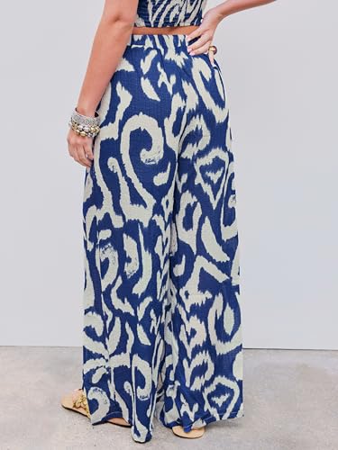 CIDER Wide Leg Pants Woman Abstract Print Mid Waist Loose Casual Trousers Flowy Palazzo Lounge Pants2