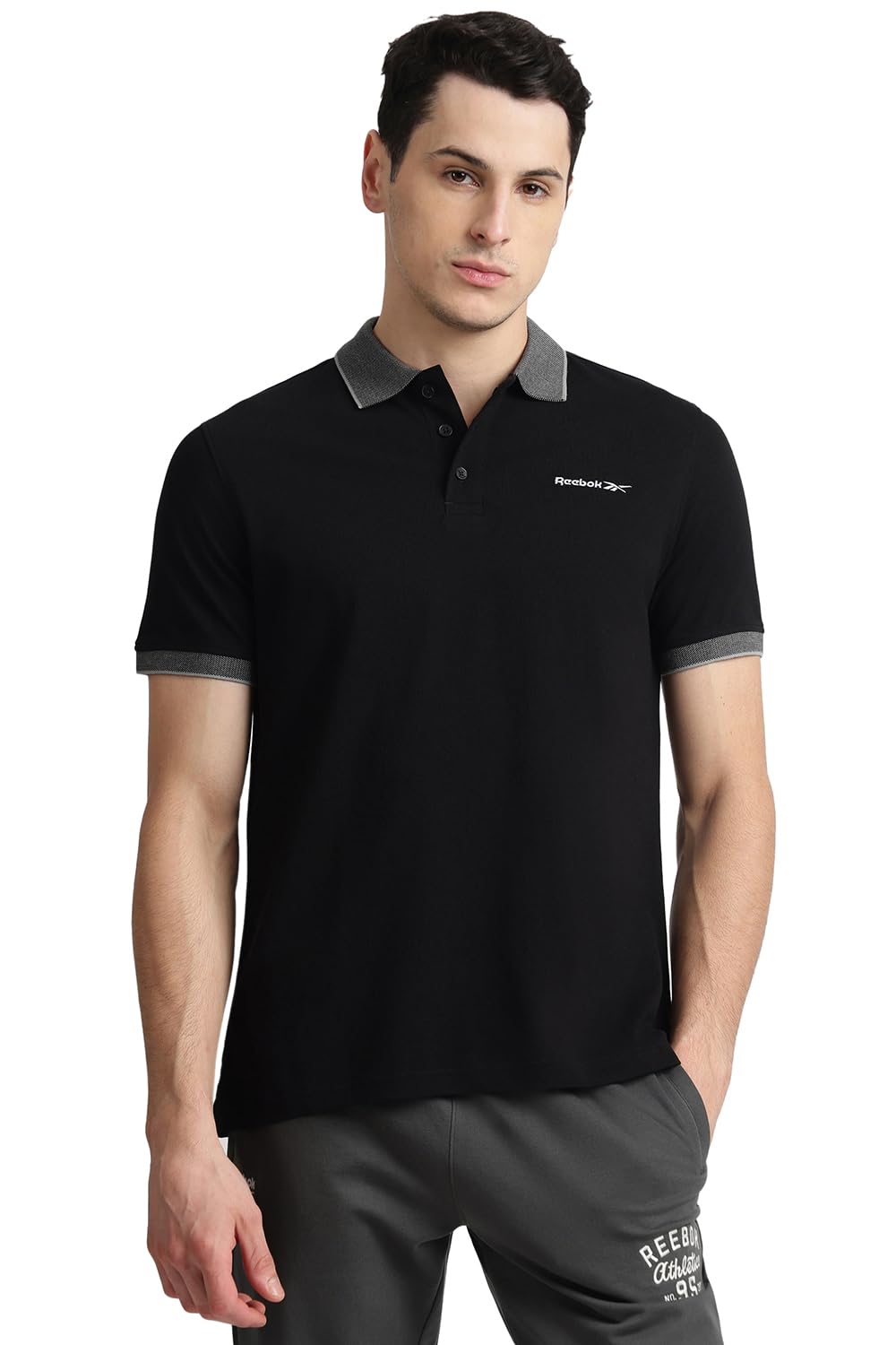Men’s Jacquard Collar Polo T-Shirt, Smart Casual Regular Fit Polo Tee with Premium Detailing for Work and Weekend Wear-image-25