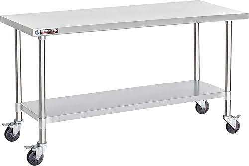 Miniatura 32 de DuraSteel 24x12 Pequeña Mesa de Acero Inoxidable - NSF Metal Angosta Comercial para Preparación de Alimentos, Mesa de Trabajo Lateral con Estante