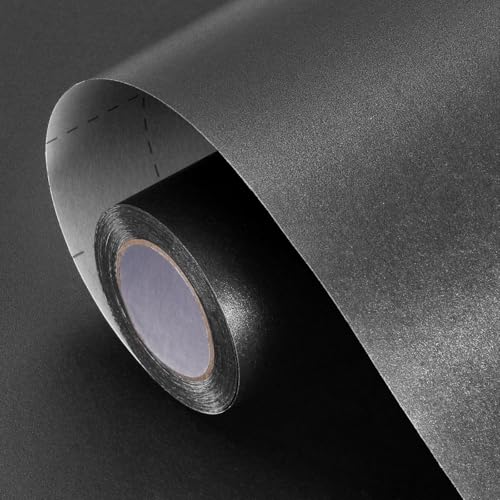 Black Wrapping Paper 17inch x 33ft Solid Color Matte Pearly Lustre Paper Gift Wrapping Paper Roll for Graduation Gifts Fathers Day Mens Birthday Wedding DIY Bouquet Christmas Halloween