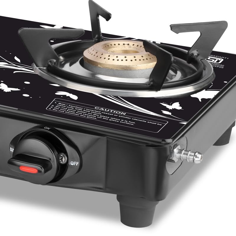 Image of Longway Astra Glass Top, 3 Burner Auto Ignition Glass Gas Stove (Black, ISI Certified, 2 Year Warranty)