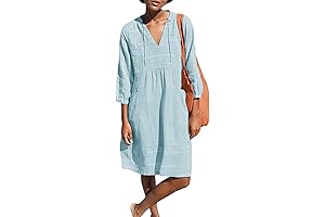 Casual Cotton V-Neck Tunic Dress for Women