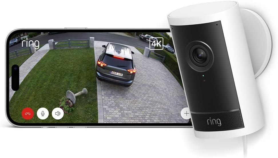 Ring Outdoor Camera Pro Plug-In (newest gen) | Security Camera | Retinal 4K, up to 10X Enhanced Zoom | Radar Detection | Privacy Settings | DIY Install | 30-day free trial of Ring Subscription Plan