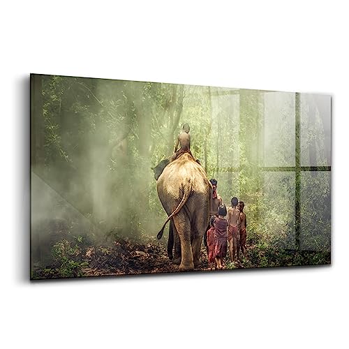 Verre d'art pour l'intérieur Wallfluent représentant une marche d'éléphants colorés