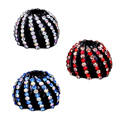 SUNSK Crystal Haarspange Vogelnest Pferdeschwanz Haarclips Haarklammern Erweiterbare Haarschmuck Haar Styling Werkzeug für Damen und Mädchen (3 Stück) Cover