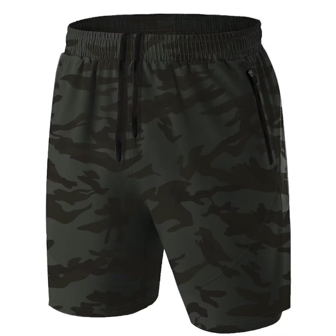 HMIYA Sporthose Herren Kurz mit Reißverschlusstasche | Atmungsaktiv Sport Shorts mit Reißverschluss,Leichte Kurze Hose Schnelltrocknend,Ideal für Laufen,Fitness und Freizeit