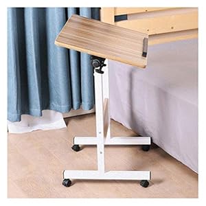 WJFTODAY Mobiler Betttisch mit Rollen & Holzplatte