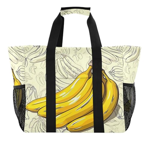 Nander Delicious Bananas Foldable Tote Bag Waterproof Sandproof Women Beach Bag Handbag Gym Bag Travel Shopping Bag