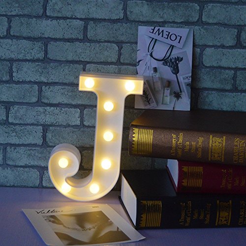 AntEuro Luces Decorativas LED, Diseño de Alfabeto de Madera en Color Blanco Letras Luces Cover