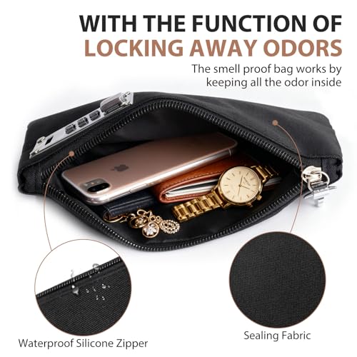 Geruchsdichte Tasche mit Zahlenschloss, Brieftasche mit Zahlenschloss, Kleine Geldtasche, Tragbarer Tresor wasserdichte Tasche für Wertsachen, Geld, Reisepass, Bankdatei, Schmuck