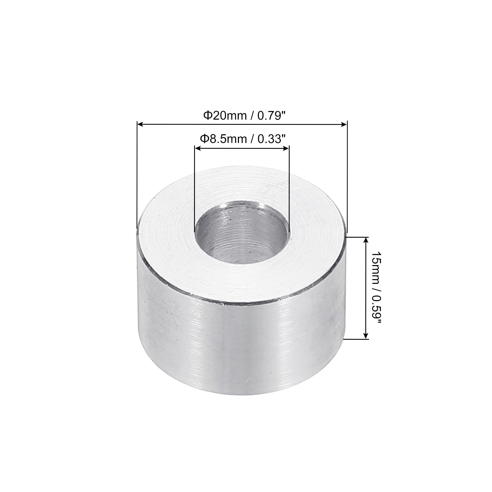PATIKIL M8 Aluminum Spacers, 6pcs 5/16" x 3/4" Round Metal Spacers for 5/16 or M8 Screw Bolts - Image 2