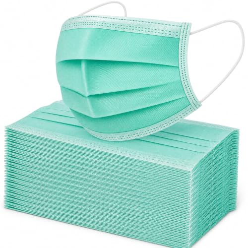 Image of Pack of 100 Disposable 3-Ply Face Mask | Soft on Skin | With Elastic Earloops and Nose Clip | Great For Office, School, Home, Kitchen and Outdoors | Unisex