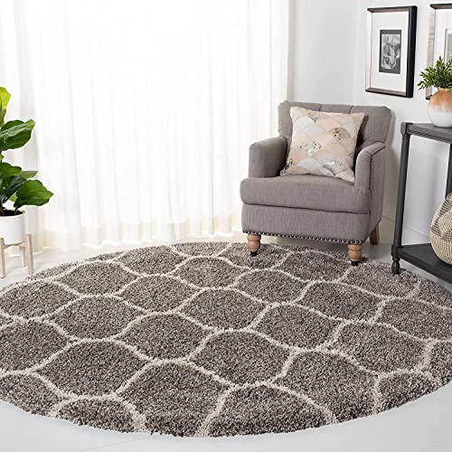 Image of Moroccan Design Microfiber Hand Woven Shaggy Carpet Collection with 2 inch Pile Height Carpet for Living Room Size 8x11 feet coular Lgrey /Ivory