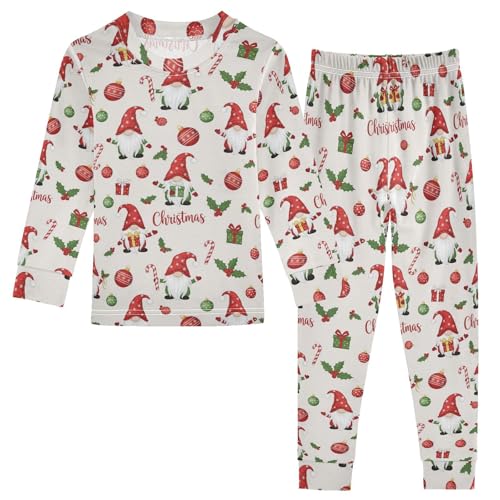 Pajama Sets Long Sleeve Christmas Gnome Pattern Soft Comfy Sleepwear 2 Piece PJS 3-8T