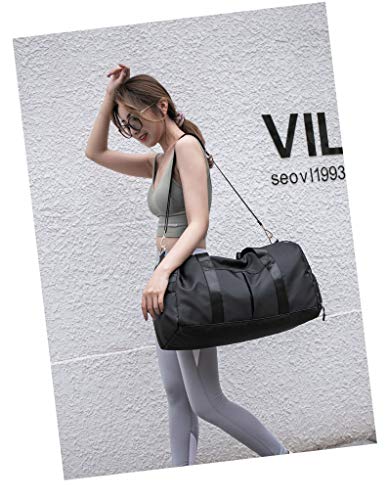Elonglin Duffel Bag sporttas met schoenenvak, gedeeld, reistas, waterdicht, grote capaciteit, fitnessstudio, zwembad, fitness, vakantie, schoudertas, handtas voor unisex en volwassenen, Donkergrijs, 20-35L, waterdichte tas - Image 3
