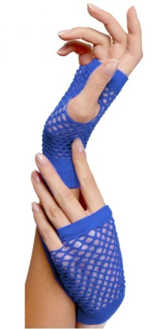 Zac's Alter Ego Women's Royal Blue Short Fishnet Gloves Fingerless Fancy Dress 1980'S Neon Punk Rave Hen Night Tutu