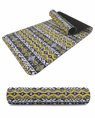 Debedcor Heat Proof Table Pads Waterproof Decorative, Boho Geometric Non-Slip Table Countertop Protector, Abstract Native Ethnic Striped Insulation Mat for Kitchen Room, 40 x 12 Inches