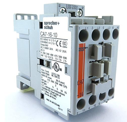 SPRECHER & SCHUH CA7-16E-10-24E 1NO, 24VDC Coil, 32A, 3P, 600V, AC-1 / 32A, AC-3 / 16A, CONTACTOR Relay, Non-REVERSING, Type CA7 Series